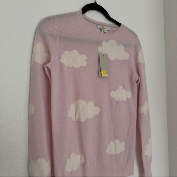 Boden Kesteven Cashmere Pink White Cloud Pattern Sweater Size Small Women’s - Picture 3 of 9